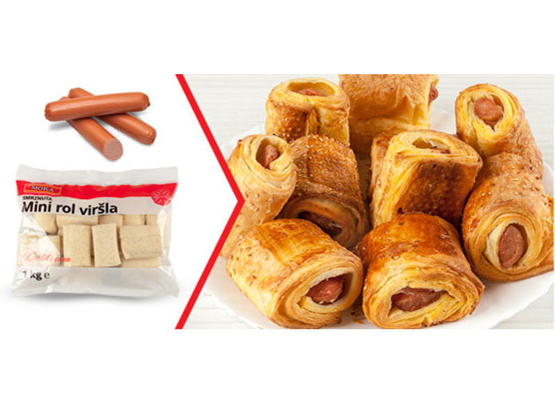 Frozen mini hot dog croissant